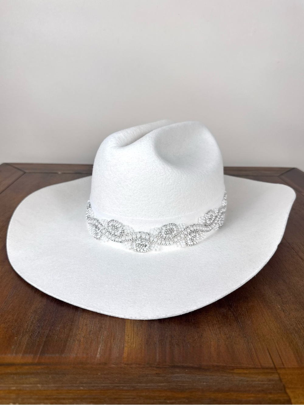 San Diego Hat Co Lust Ivory Wool Pearl Embellished Cowboy Hat